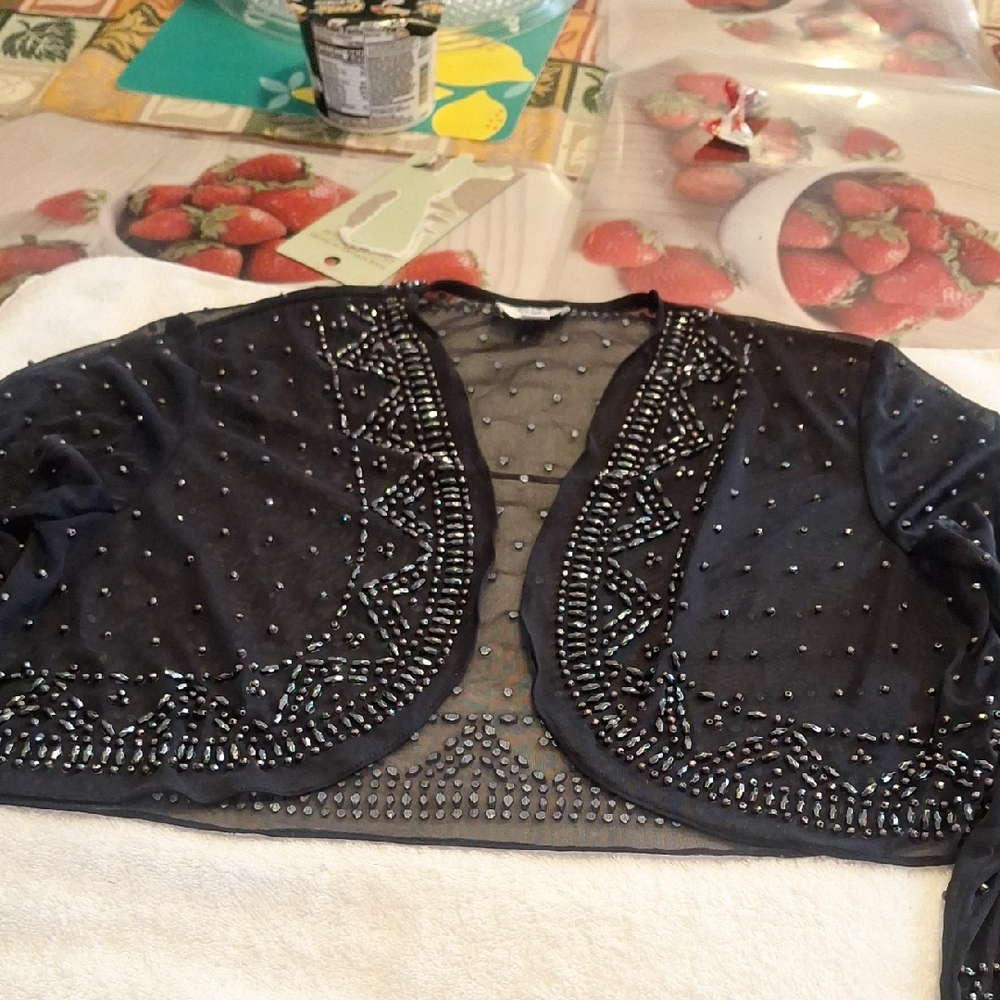 Patra Black Sheer Beaded Bolero